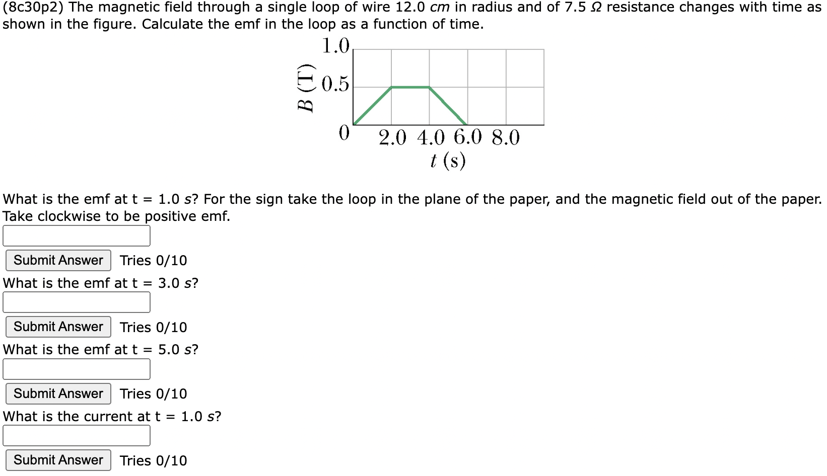 Solved (8c30p2) The magnetic field through a single loop of | Chegg.com