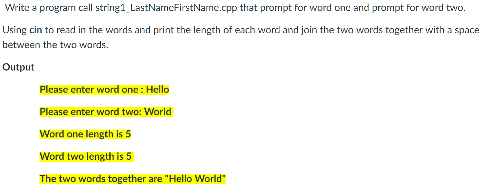 Call String Solved Write a program call string1_LastNameFirstName.cpp | Chegg.com