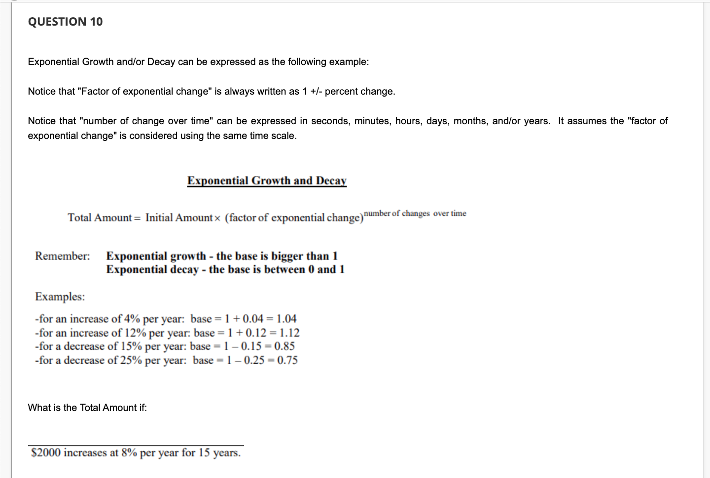 Solved Exponential Growth and/or Decay can be expressed as | Chegg.com