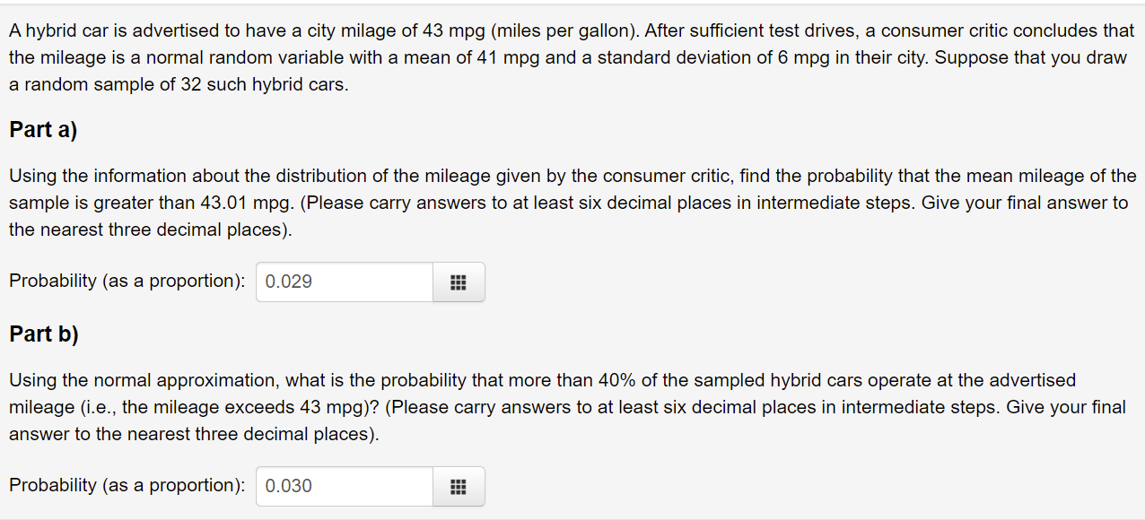 solved-a-hybrid-car-is-advertised-to-have-a-city-milage-of-chegg