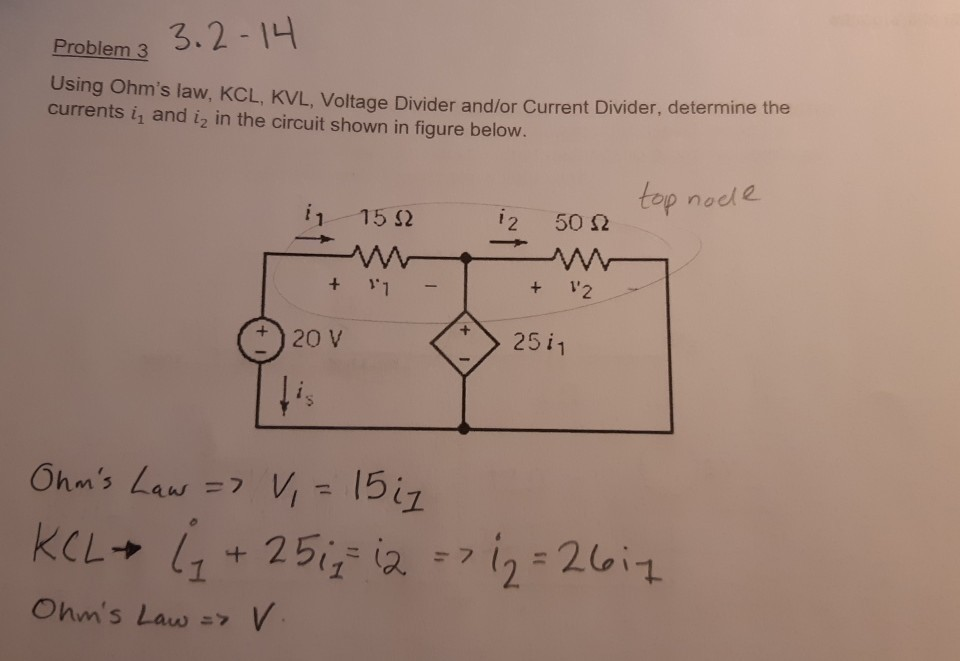 Solved Problem 3 3.2-14 Using Ohm's Law, KCL, KVL, Voltage | Chegg.com