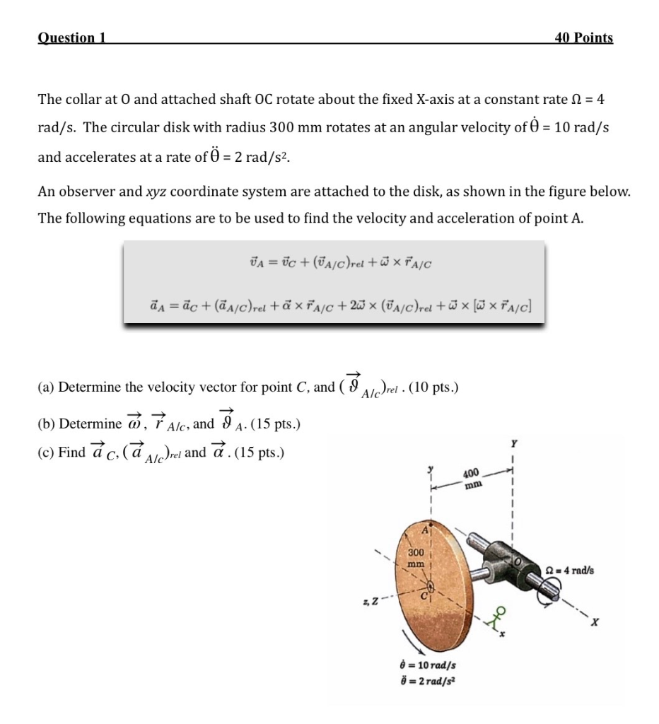 Solved Question 1 40 Points The Collar At O And Attached Chegg Com