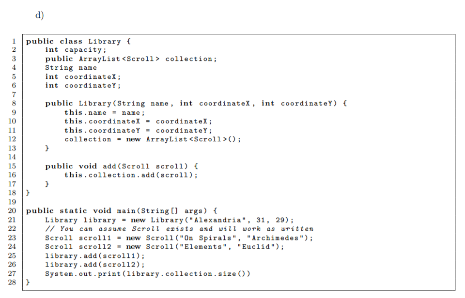 Solved Question 3 For each of the following pieces of code, | Chegg.com