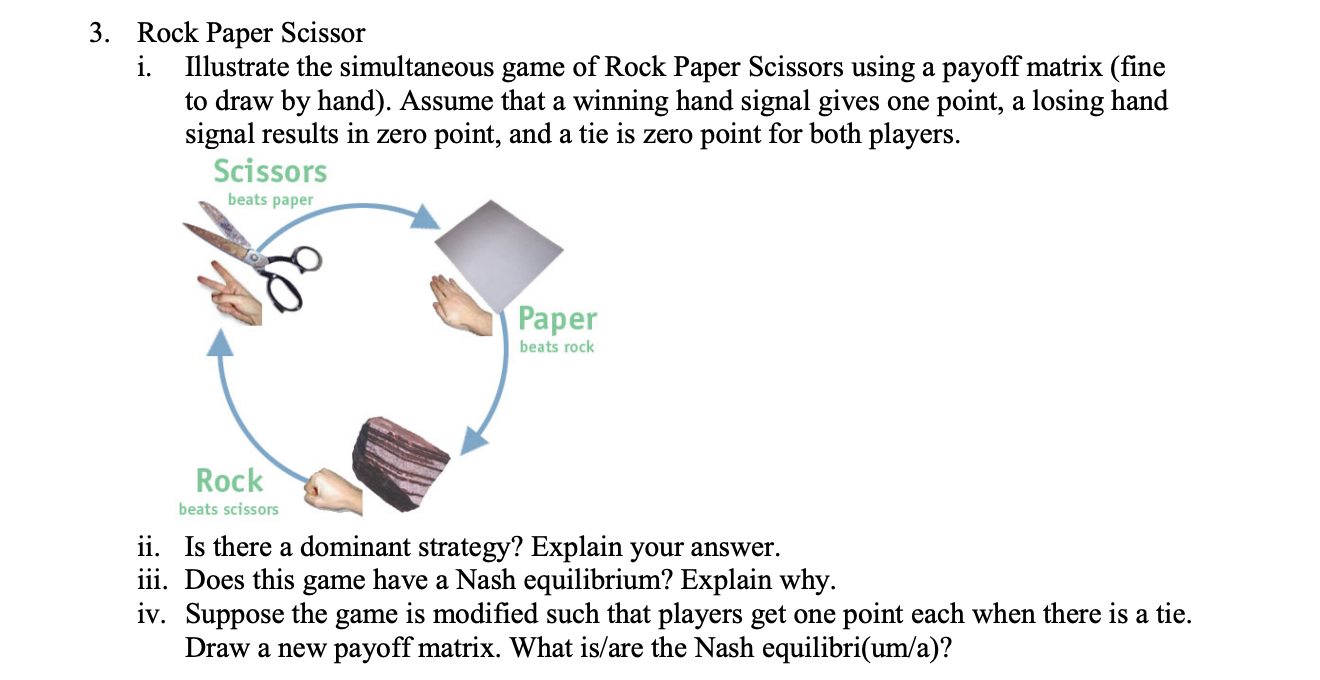 Solved 3. Rock Paper Scissor i. Illustrate the simultaneous