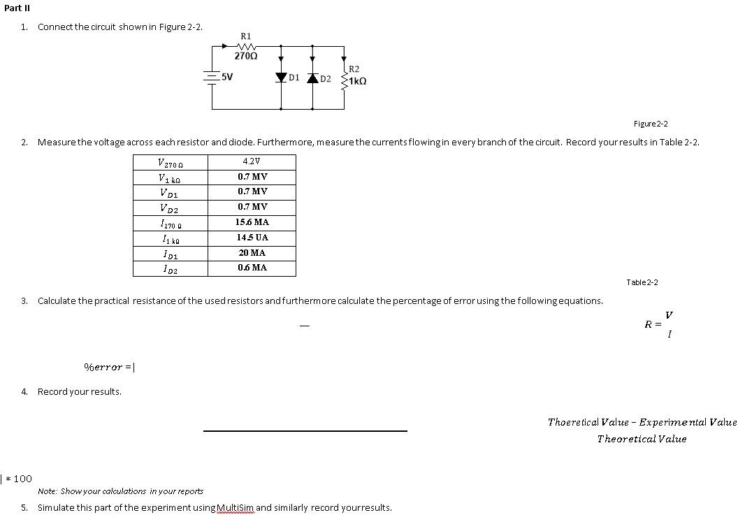 Solved Part II 1. Connect the circuit shown in Figure 2-2. | Chegg.com