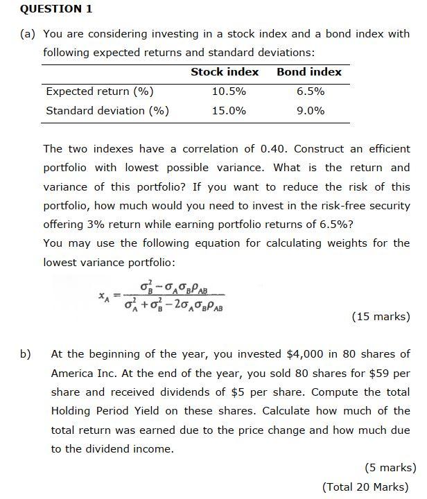 Solved QUESTION 1 (a) You Are Considering Investing In A | Chegg.com