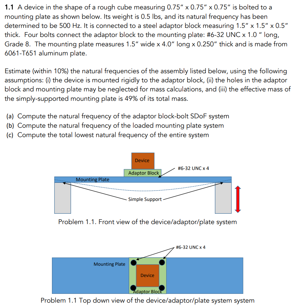 \( 1.1 \) A device in the shape of a rough cube measuring \( 0.75^{\prime \prime} \times 0.75^{\prime \prime} \times 0.75^{\p