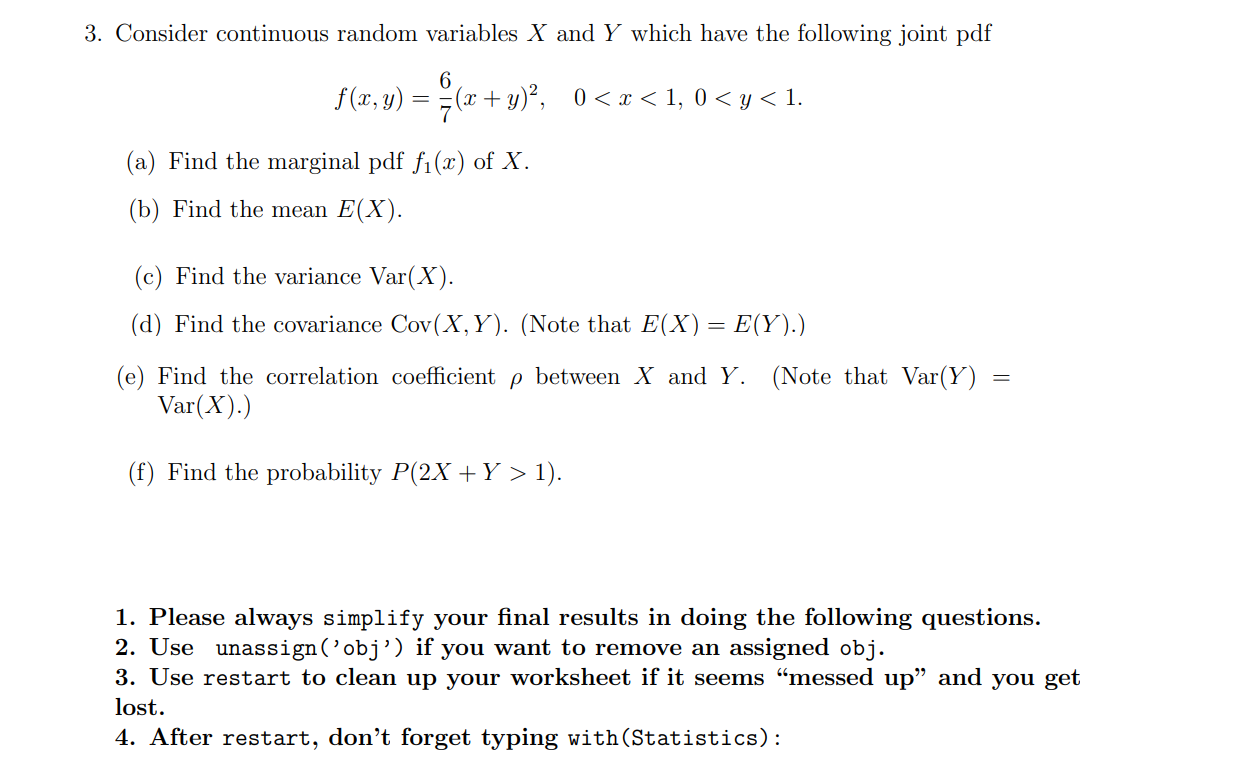 Solved 3. Consider Continuous Random Variables X And Y Which | Chegg.com