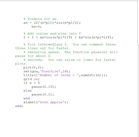 Fourier Series Approximation Matlab HW1: 7-1 0 st 35 | Chegg.com