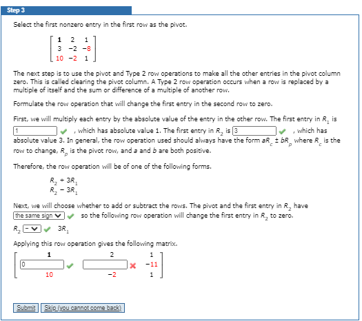 Solved Step 3 Select the first nonzero entry in the first Chegg