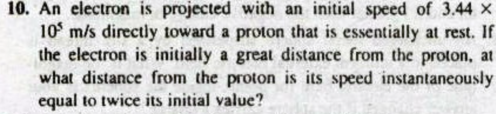 Solved 10. An electron is projected with an initial speed of | Chegg.com