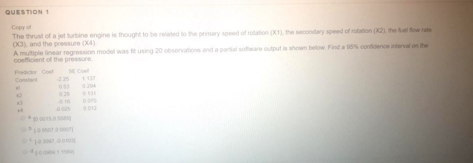 Solved QUESTION 1 Copy of The thrust of a jet turbine engine | Chegg.com