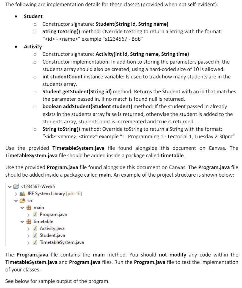 Solved Create the following two classes within a package | Chegg.com