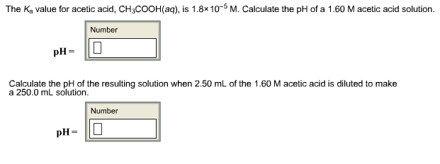 Solved The Ka Value For Acetic Acid Ch3cooh Aq Is 1 8x