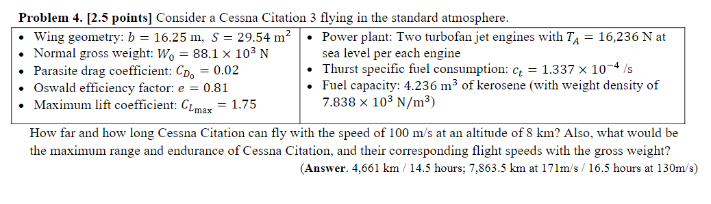 Solved How Far And How Long Cessna Citation Can Fly With The Chegg Com