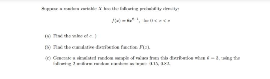 Solved Suppose a random variable X has the following | Chegg.com