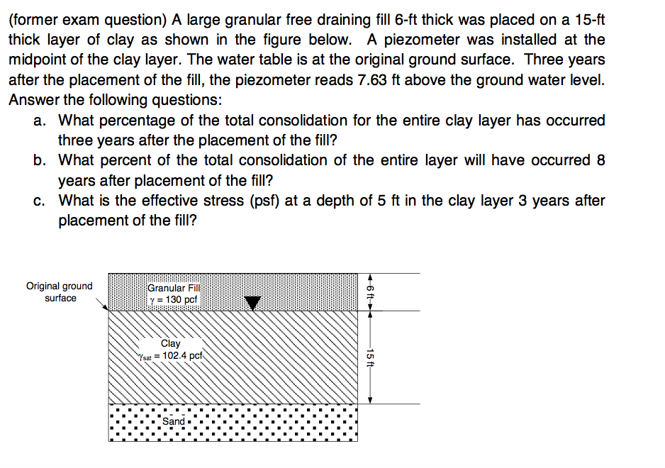 (former exam question) A large granular free draining | Chegg.com