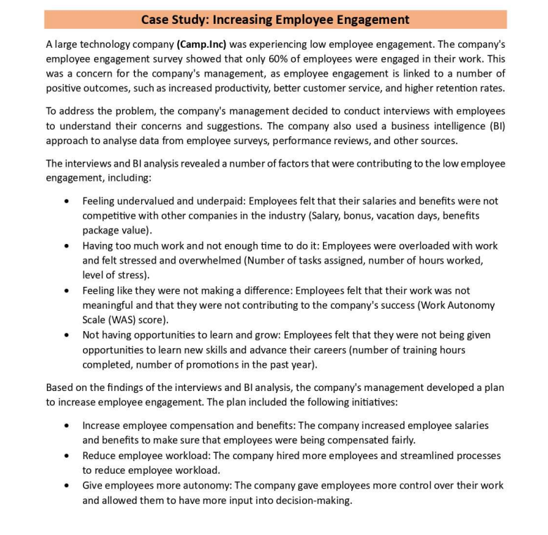 employee engagement case study for students