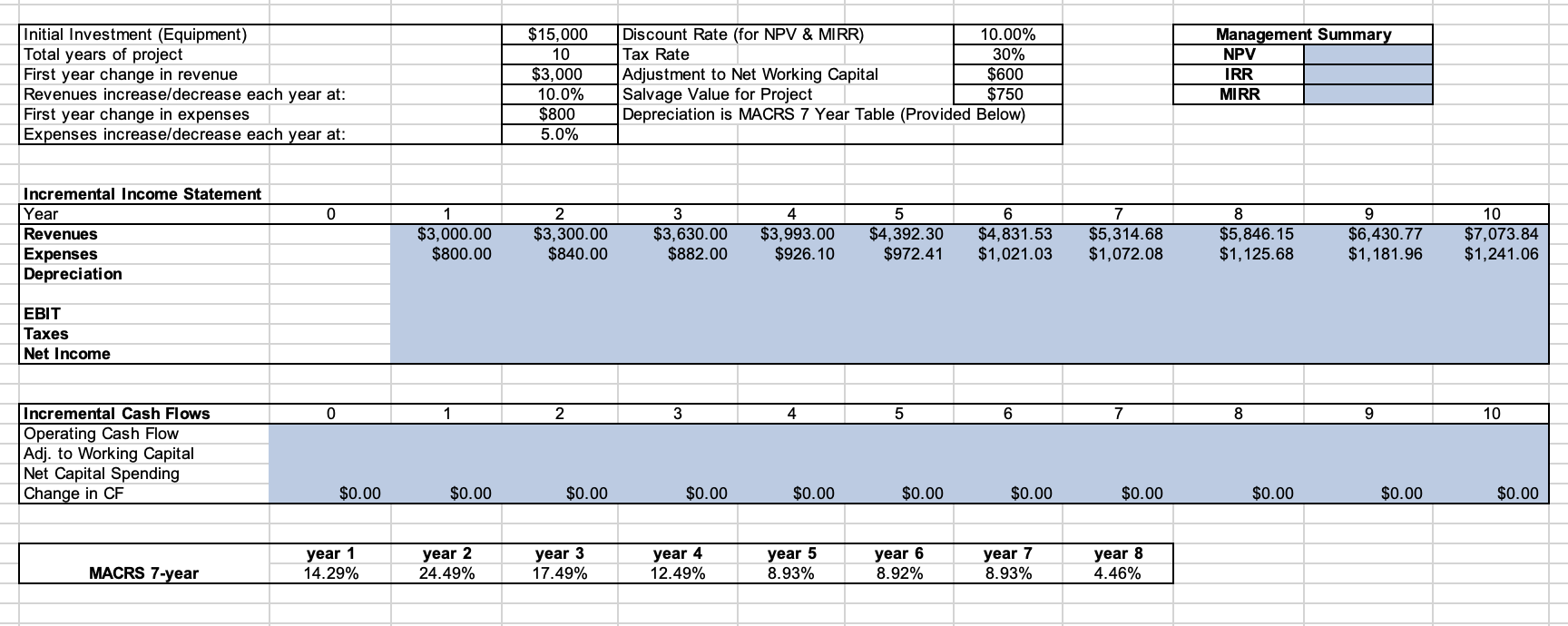 Solved How to calculate depreciation row using the MACRS