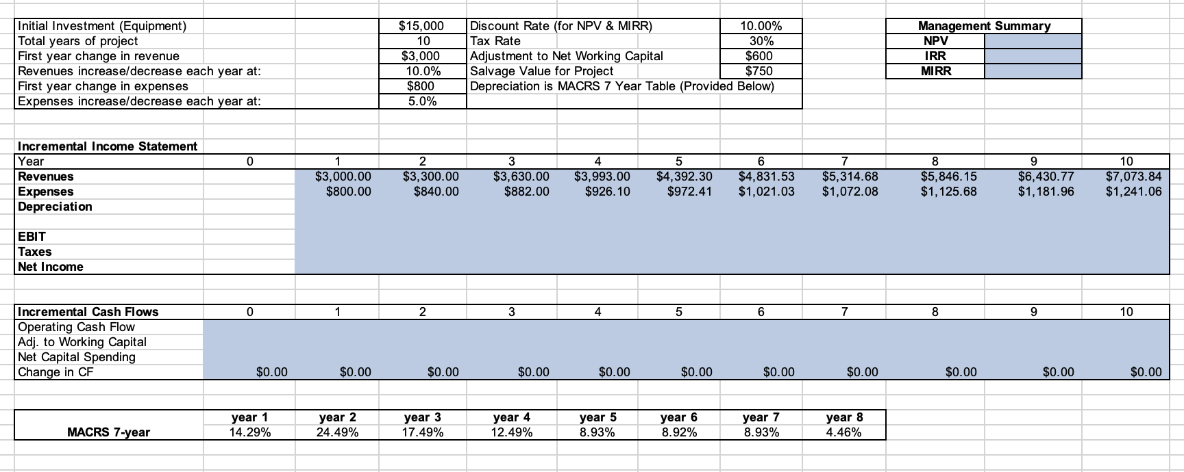 Solved How To Calculate Depreciation Row Using The Macrs