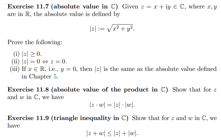 Solved Exercise 117 Absolute Value In C Given Z X Iy 3605