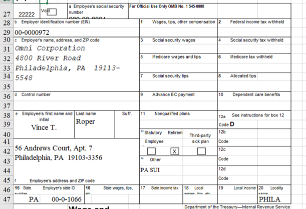 I need help with the following W2 form . | Chegg.com