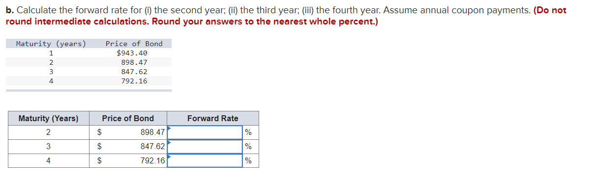 Solved b. Calculate the forward rate for (i) the second | Chegg.com