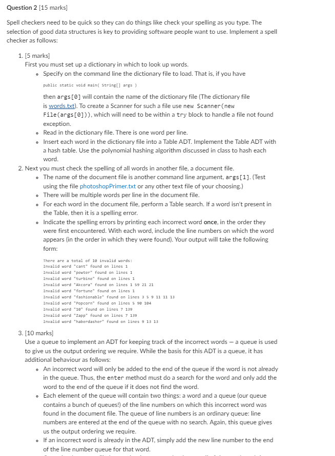 Solved 1. [5 marks] First you must set up a dictionary in | Chegg.com