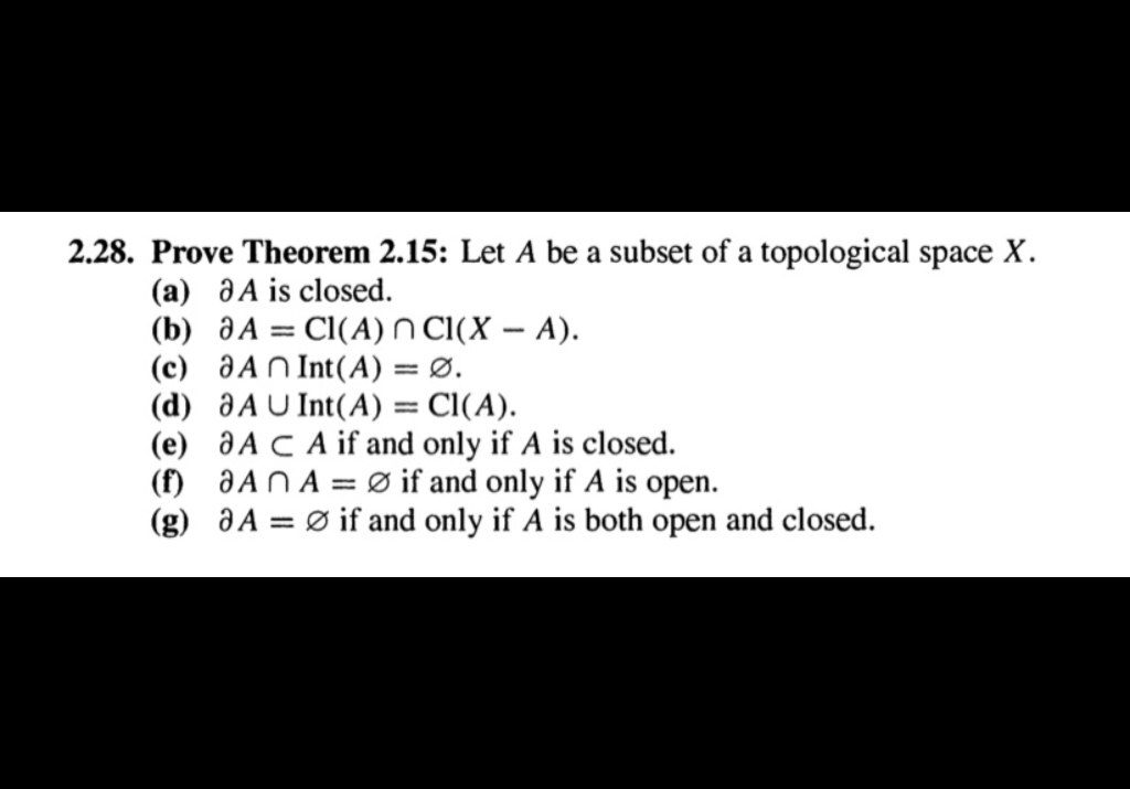 Solved 2 28 Prove Theorem 2 15 Let A Be A Subset Of A T Chegg Com