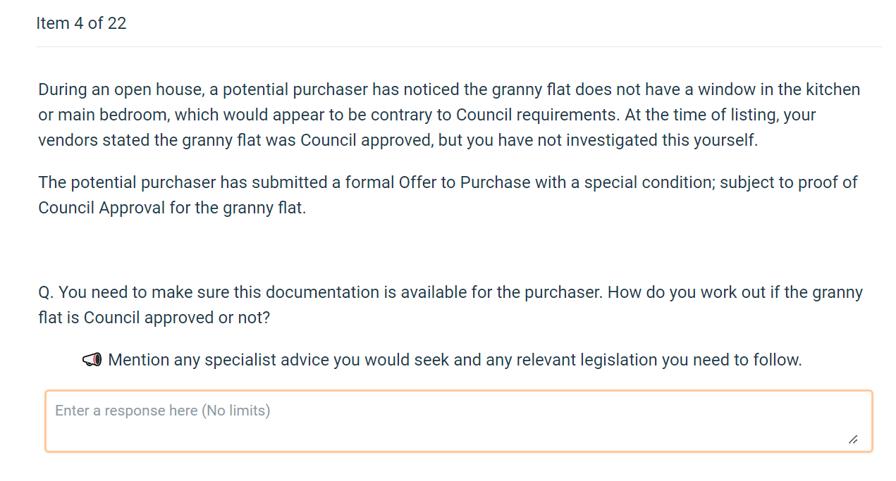 Solved During an open house, a potential purchaser has