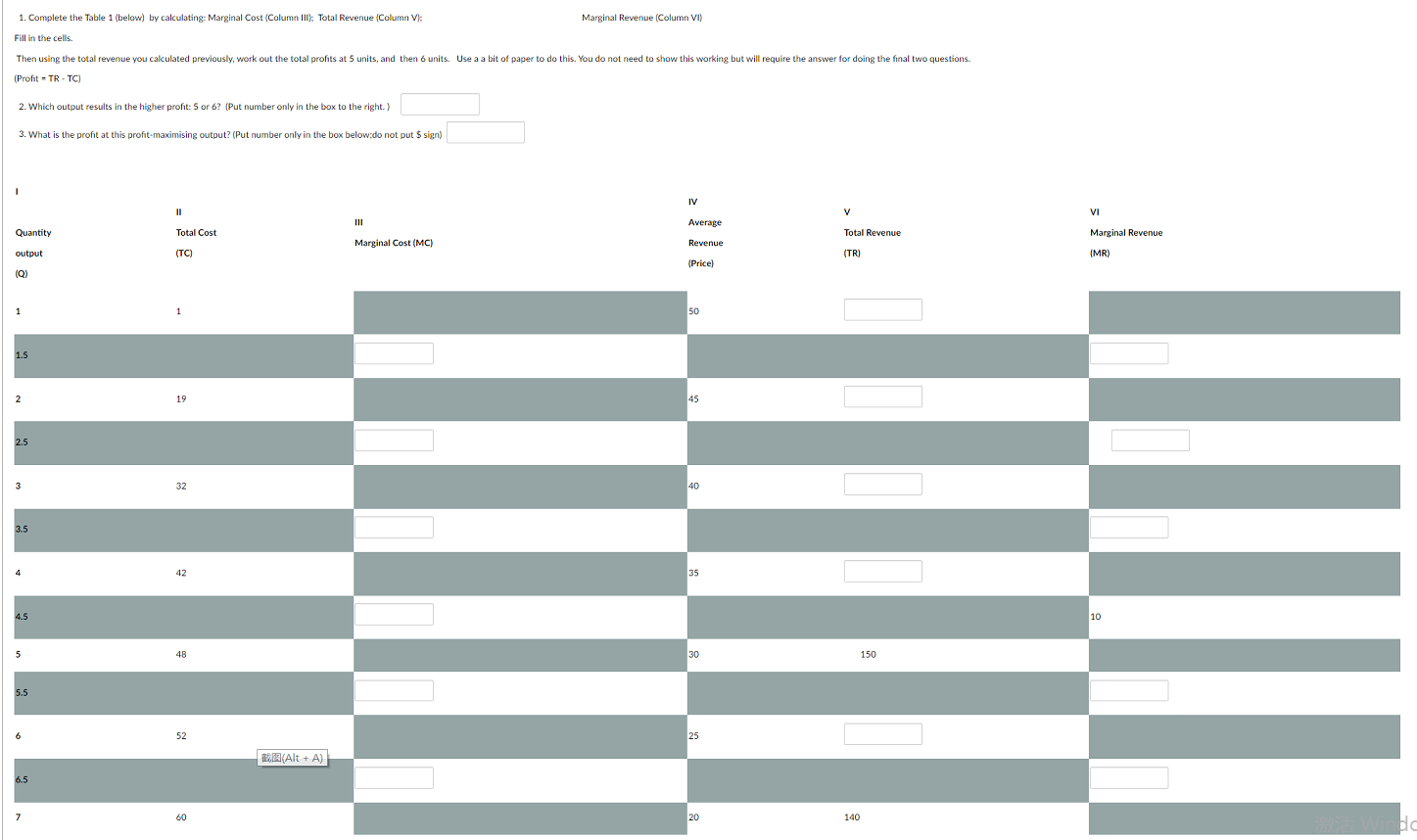 Solved 1. Complete the Table 1 (below) by calculating: | Chegg.com