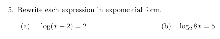 Solved 5. Rewrite each expression in exponential form. (a) | Chegg.com