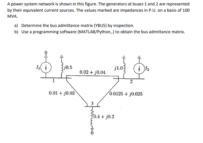 Solved A power system network is shown in this figure. The | Chegg.com