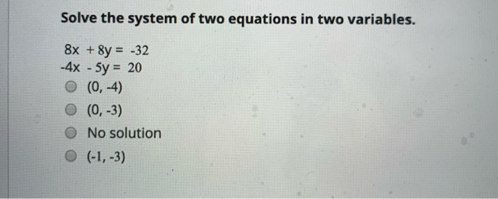 Solved Solve the system of two equations in two variables. | Chegg.com