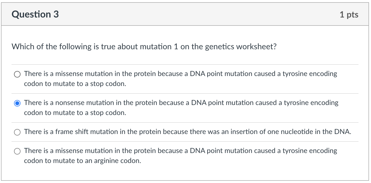 Solved Which of the following is true about mutation 1 on | Chegg.com