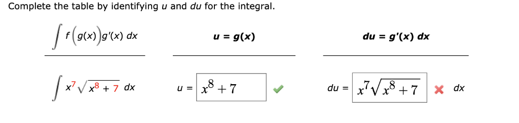 Solved Complete the table by identifying u and du for the | Chegg.com