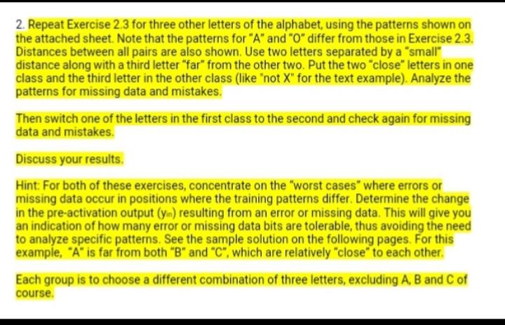 2. Repeat Exercise 2.3 for three other letters of the | Chegg.com