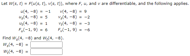 Solved Let Ws T Fus T Vs T Where F U And V 3380