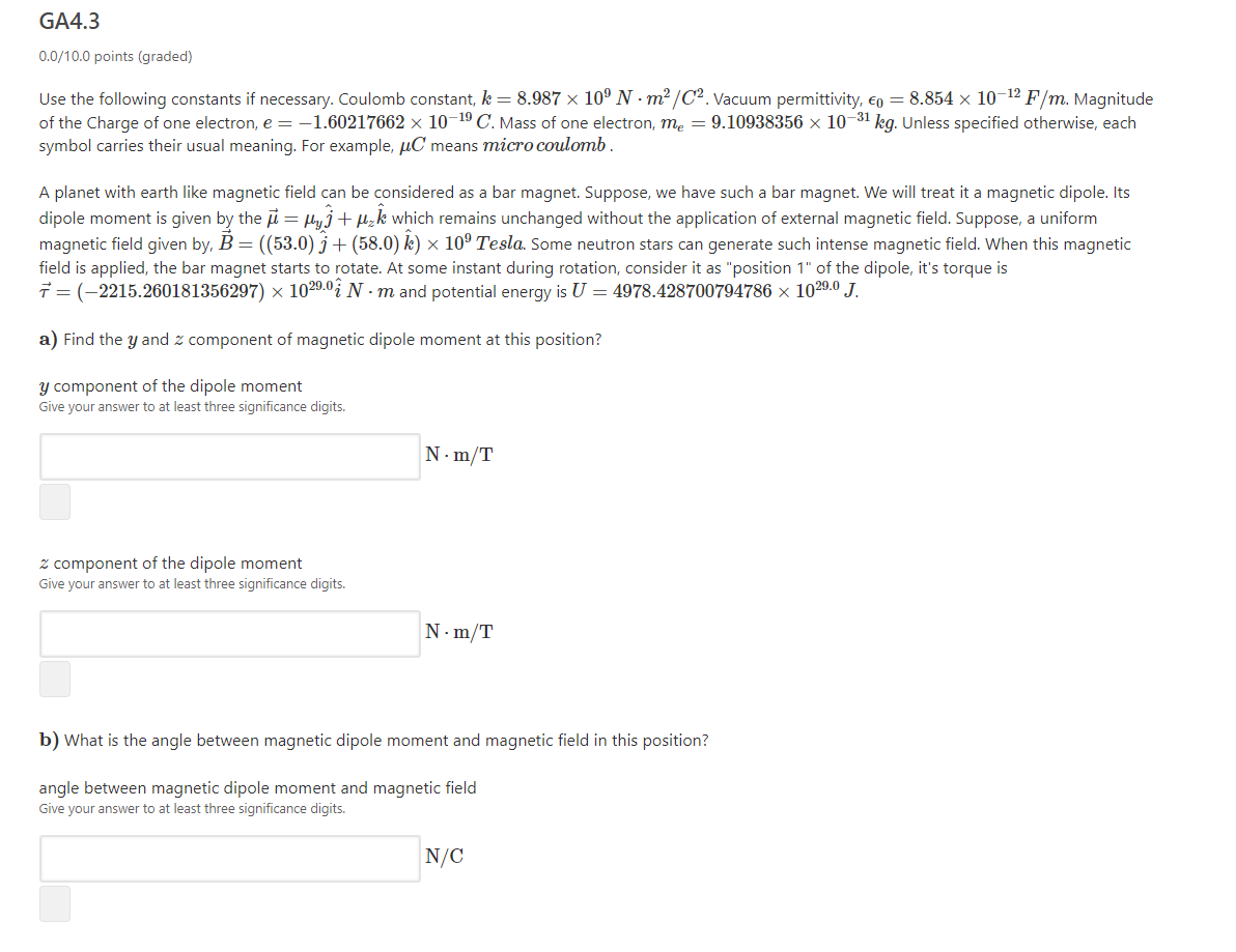 Solved Ga4 3 0 0 10 0 Points Graded Use The Following C Chegg Com