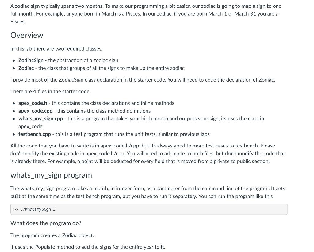 Solved A zodiac sign typically spans two months. To make our | Chegg.com