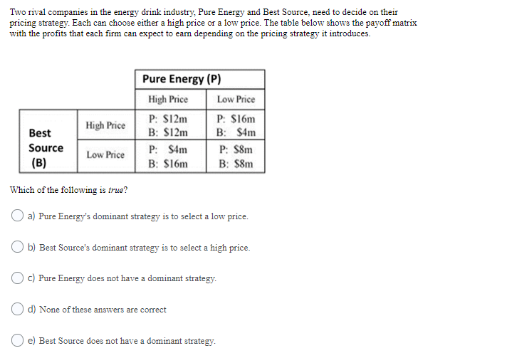 Solved Two rival companies in the energy drink industry, | Chegg.com