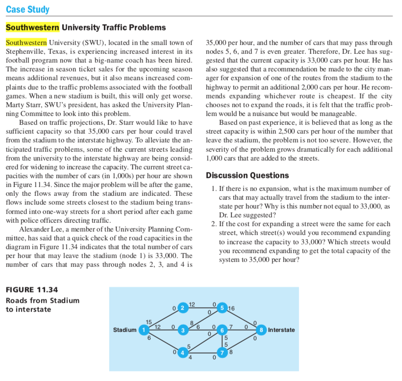 Solved Case Study Southwestern University Traffic Problems | Chegg.com