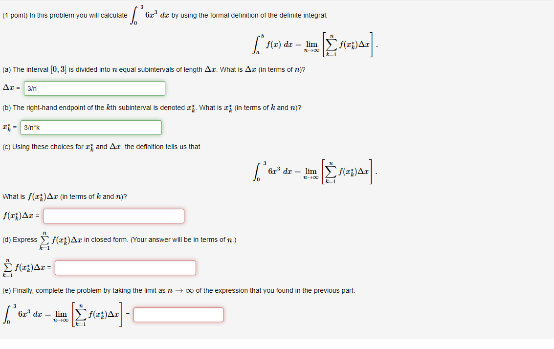 Solved (1 point) In this problem you will calculate ∫036x3dx | Chegg.com