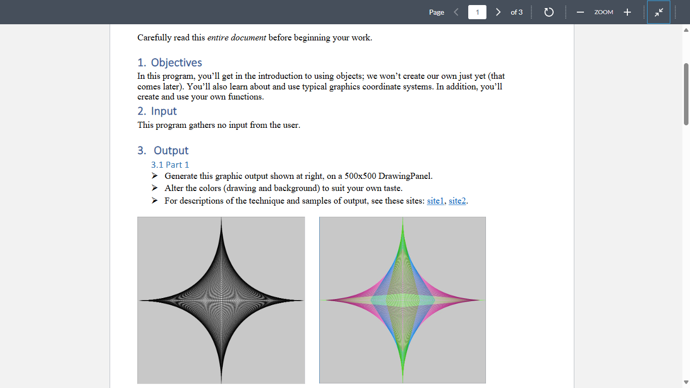 Graphics Output 6 Project Solved Generate this graphic output shown at right, on a | Chegg.com