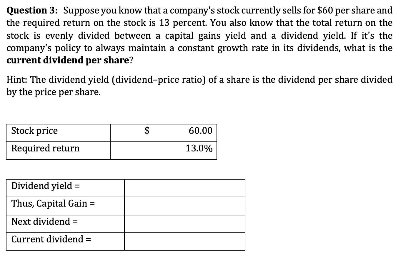 Solved Question 3 Suppose you know that a company's stock