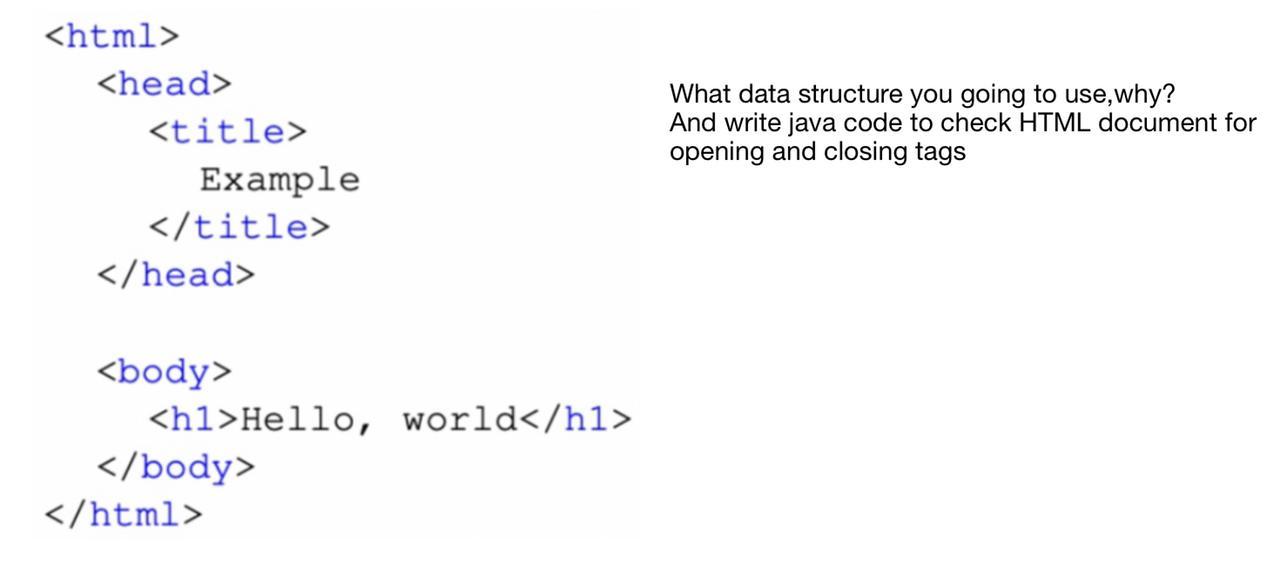 Solved Problem 2: HTML tags matching Another example of the | Chegg.com