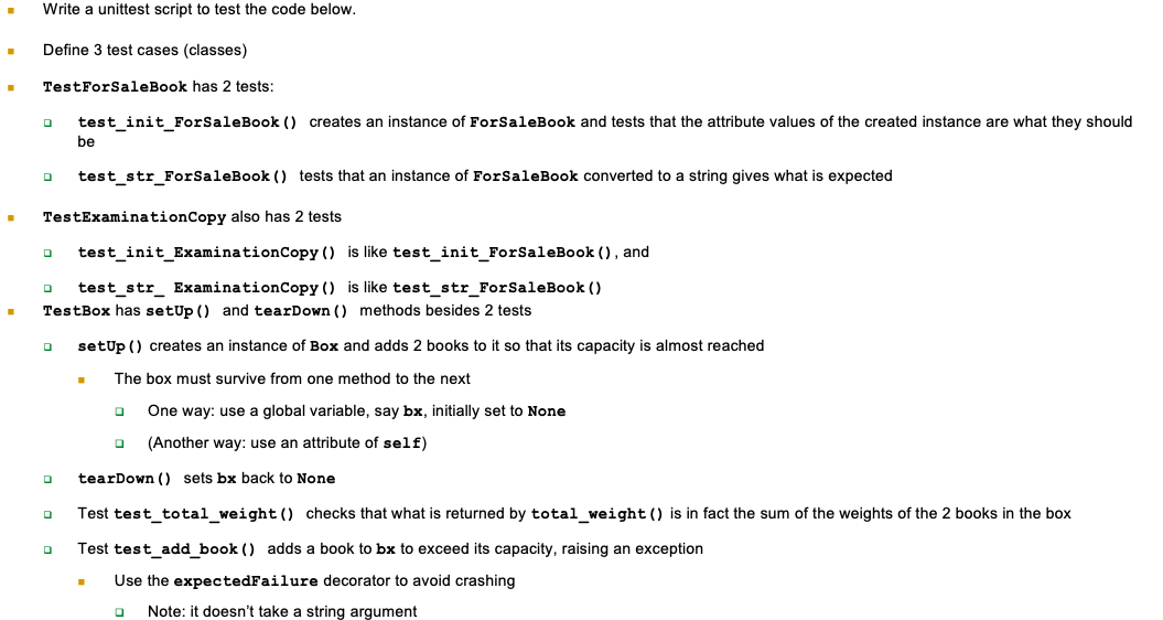 Solved Write a unittest script to test the code below. | Chegg.com
