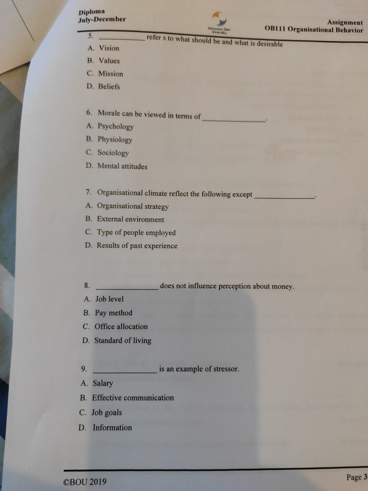 Solved Diploma July-December Assignment OB111 Organisational | Chegg.com