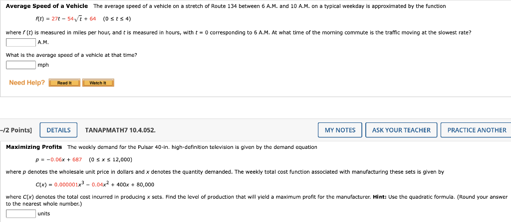 Solved Average Speed of a vehicle The average speed of a | Chegg.com