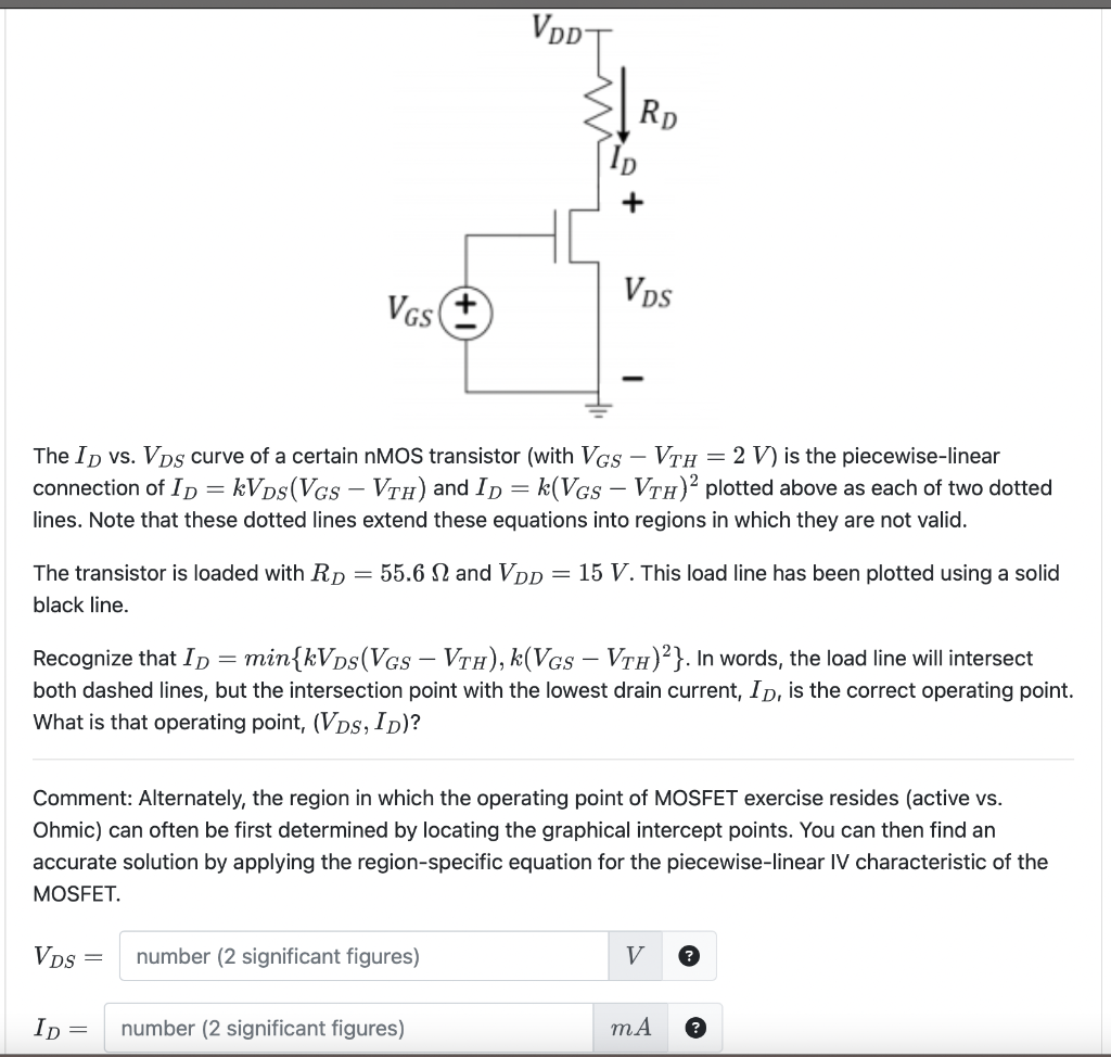 Solved The ID vs. VDS curve of a certain nMOS transistor | Chegg.com